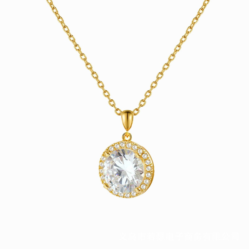 Wholesale Simple Style Round Flower Copper Plating Inlay K Gold Plated Zircon Necklace Pendant display picture 5