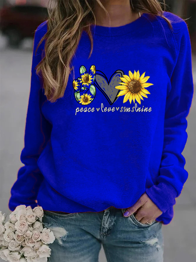 Women's Hoodie Long Sleeve Hoodies & Sweatshirts Printing Casual Sunflower Letter Heart Shape display picture 3