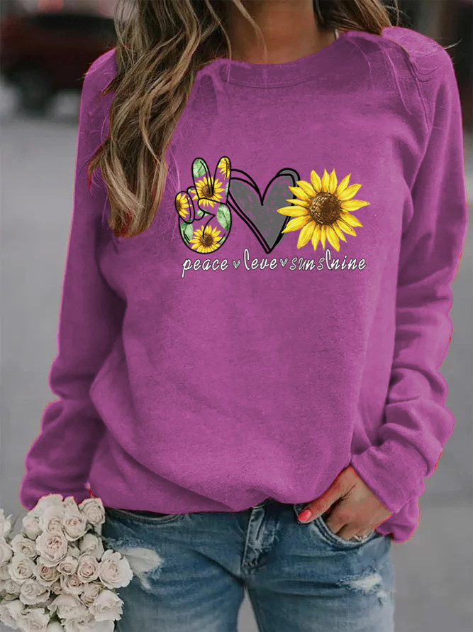 Women's Hoodie Long Sleeve Hoodies & Sweatshirts Printing Casual Sunflower Letter Heart Shape display picture 5