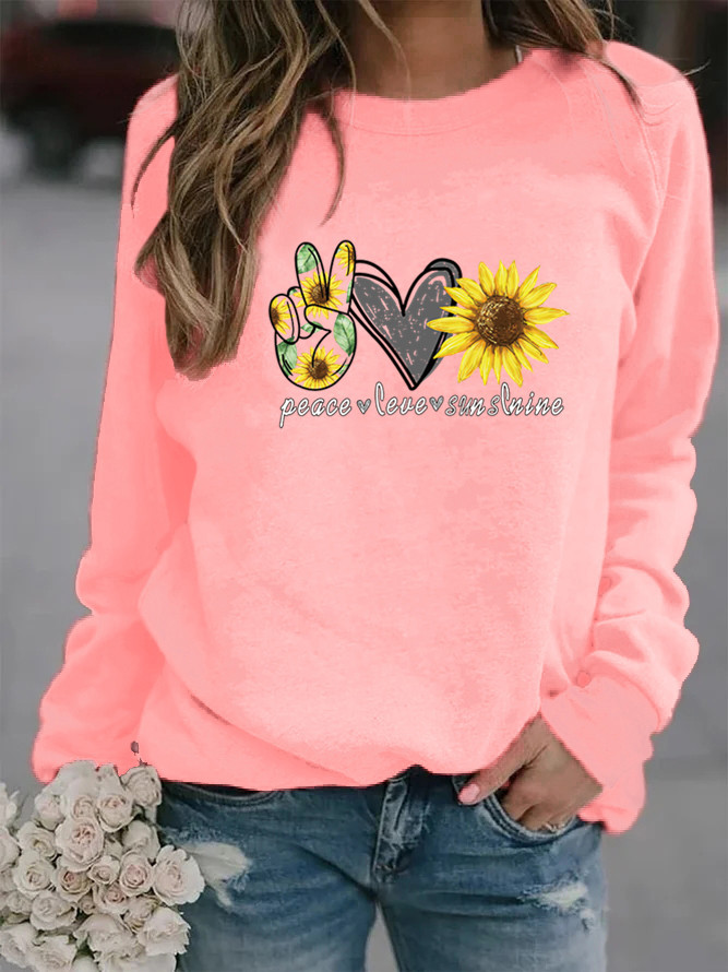 Women's Hoodie Long Sleeve Hoodies & Sweatshirts Printing Casual Sunflower Letter Heart Shape display picture 7