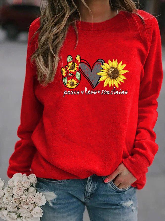 Women's Hoodie Long Sleeve Hoodies & Sweatshirts Printing Casual Sunflower Letter Heart Shape display picture 9