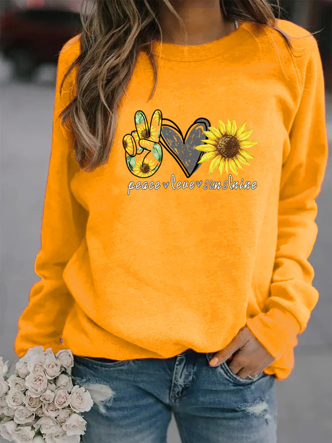 Women's Hoodie Long Sleeve Hoodies & Sweatshirts Printing Casual Sunflower Letter Heart Shape display picture 10