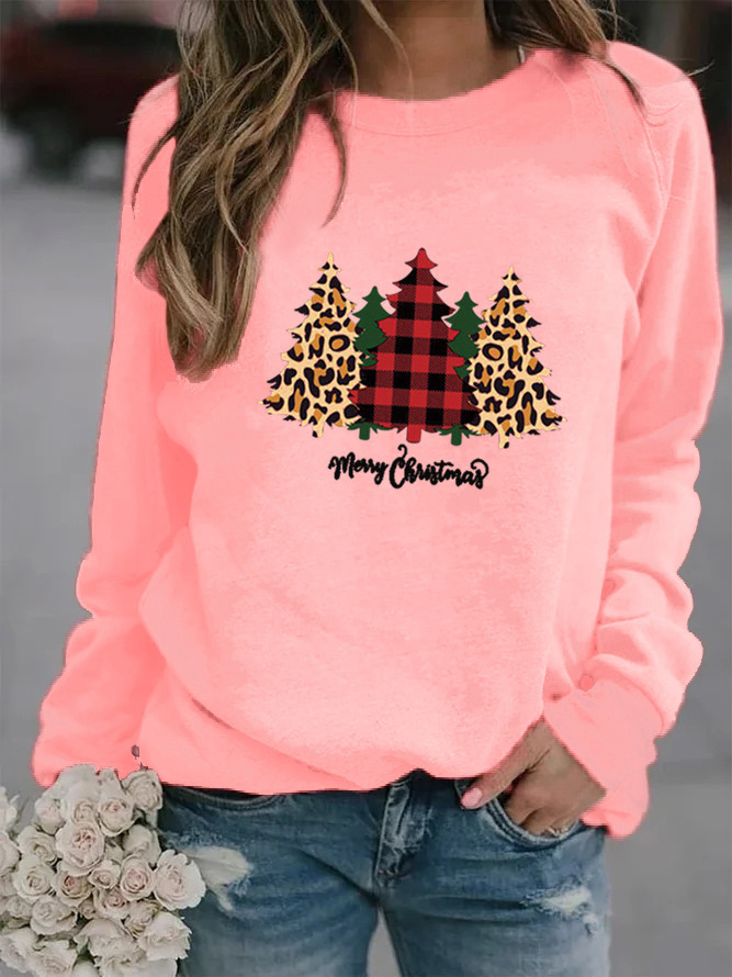 Women's Hoodie Long Sleeve Hoodies & Sweatshirts Printing Casual Christmas Tree Letter display picture 2