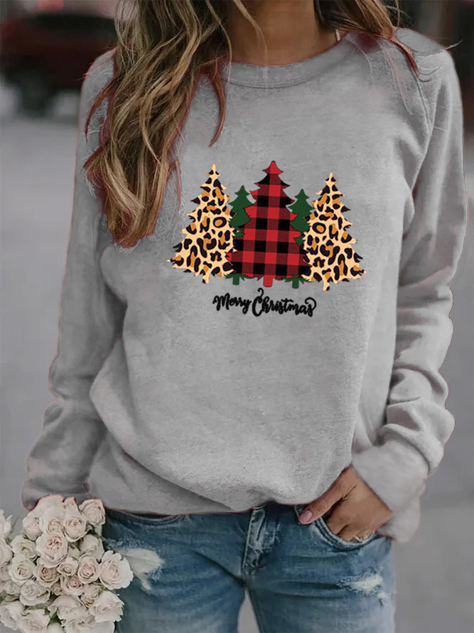 Mujeres Sudadera Manga Larga Sudaderas Con Capucha Y Sudaderas Impresión Casual Árbol De Navidad Letra display picture 3