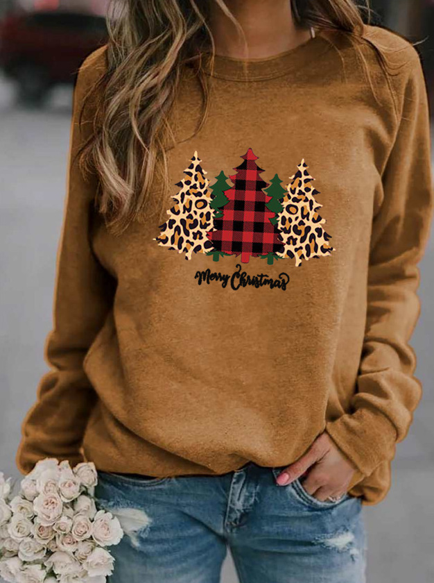 Women's Hoodie Long Sleeve Hoodies & Sweatshirts Printing Casual Christmas Tree Letter display picture 6