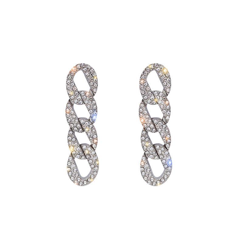 1 Piece Artistic Chain Plating Inlay Alloy Rhinestones Silver Plated Drop Earrings display picture 1