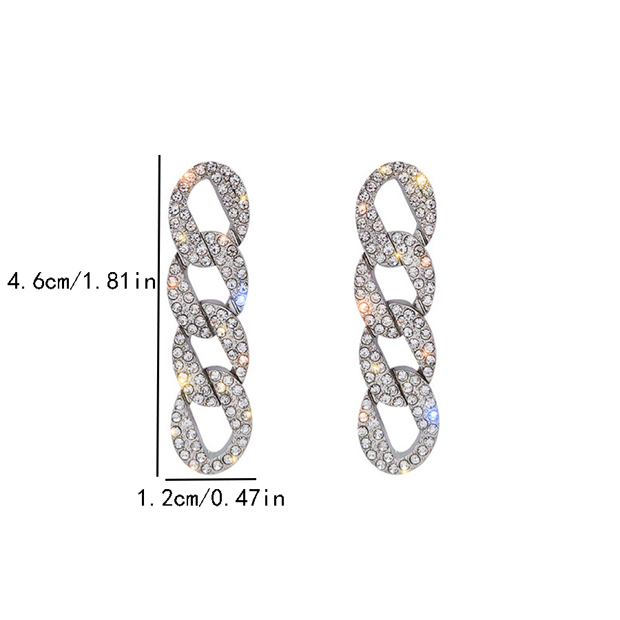1 Piece Artistic Chain Plating Inlay Alloy Rhinestones Silver Plated Drop Earrings display picture 2