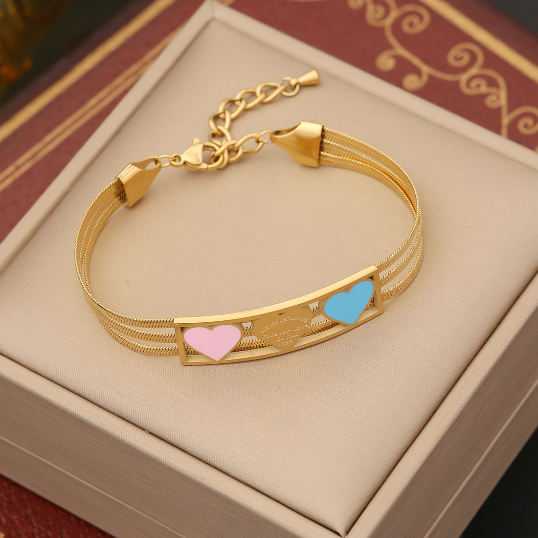 Estilo IG Básico Forma De Corazón Acero Inoxidable Chapados en oro de 18k Pulsera Al Mayoreo display picture 5