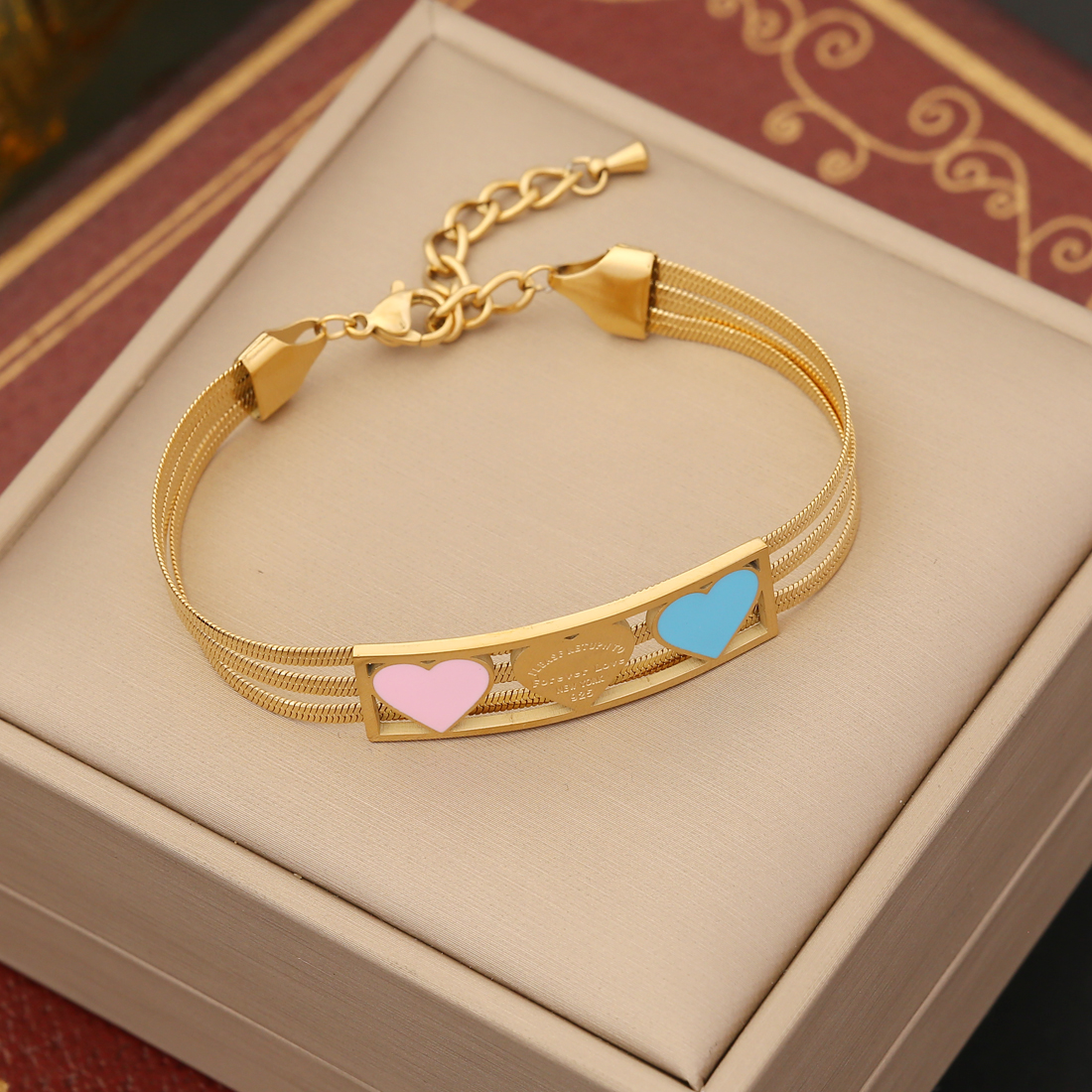 IG Style Basic Heart Shape Stainless Steel 18K Gold Plated Bracelets In Bulk display picture 5
