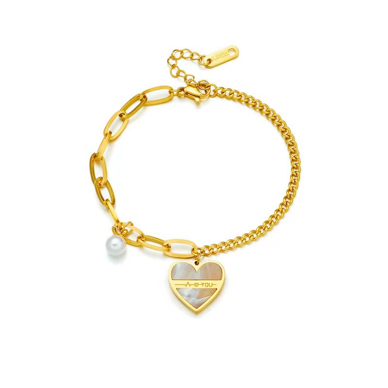 Simple Style Heart Shape 304 Stainless Steel 18K Gold Plated Acrylic Bracelets In Bulk display picture 1