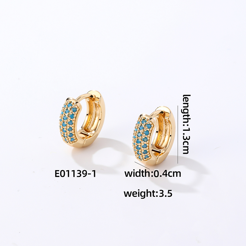 1 Pair Casual Modern Style Round Inlay Copper Zircon K Gold Plated Rhodium Plated Earrings display picture 1