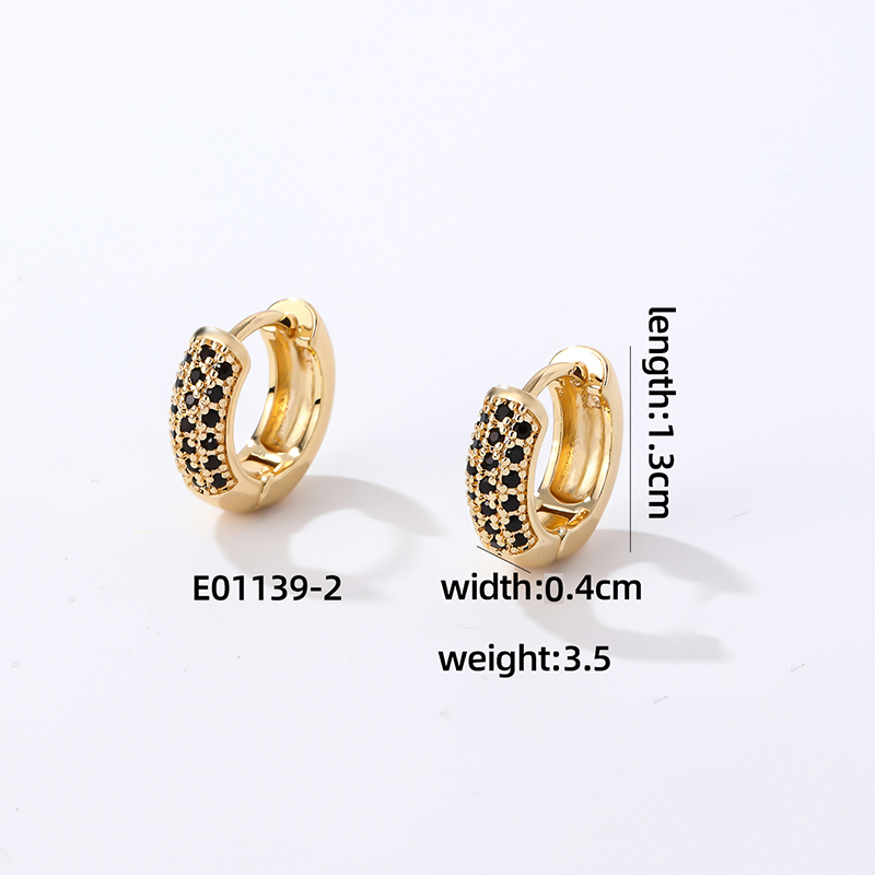 1 Pair Casual Modern Style Round Inlay Copper Zircon K Gold Plated Rhodium Plated Earrings display picture 2