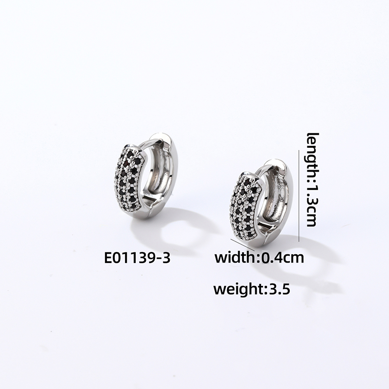 1 Pair Casual Modern Style Round Inlay Copper Zircon K Gold Plated Rhodium Plated Earrings display picture 3