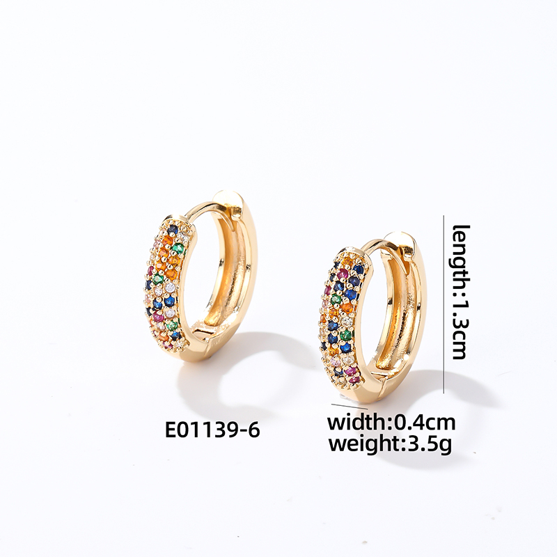 1 Pair Casual Modern Style Round Inlay Copper Zircon K Gold Plated Rhodium Plated Earrings display picture 6