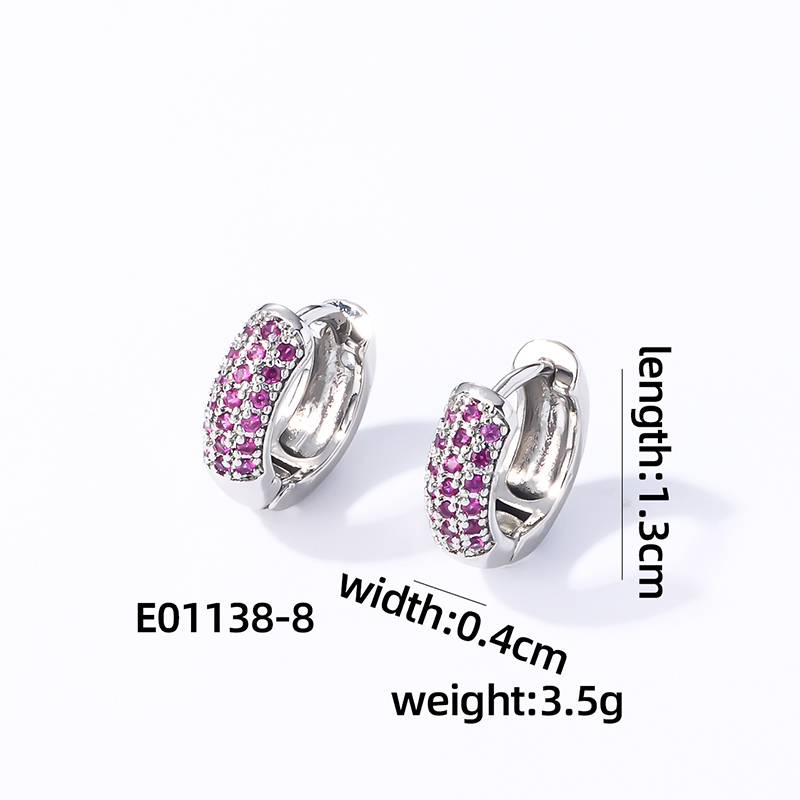 1 Pair Casual Modern Style Round Inlay Copper Zircon K Gold Plated Rhodium Plated Earrings display picture 9