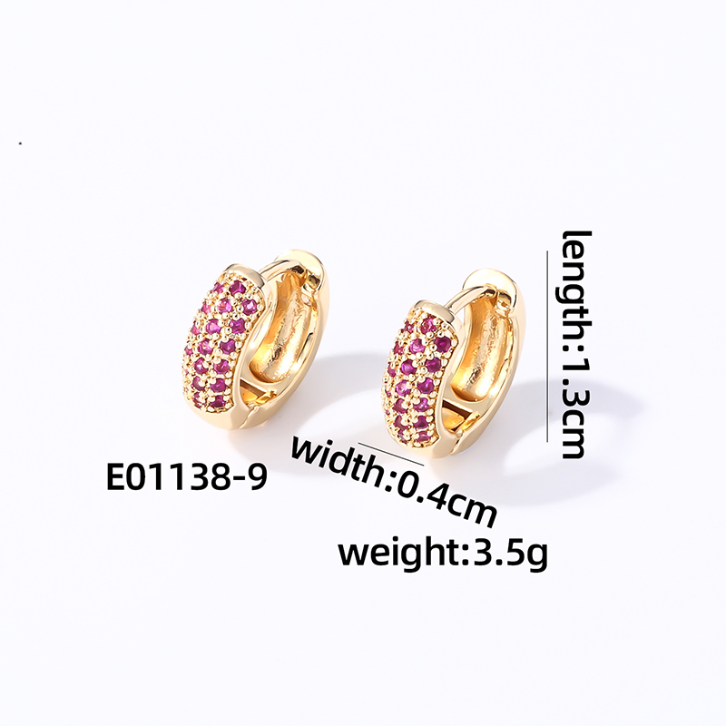 1 Pair Casual Modern Style Round Inlay Copper Zircon K Gold Plated Rhodium Plated Earrings display picture 7