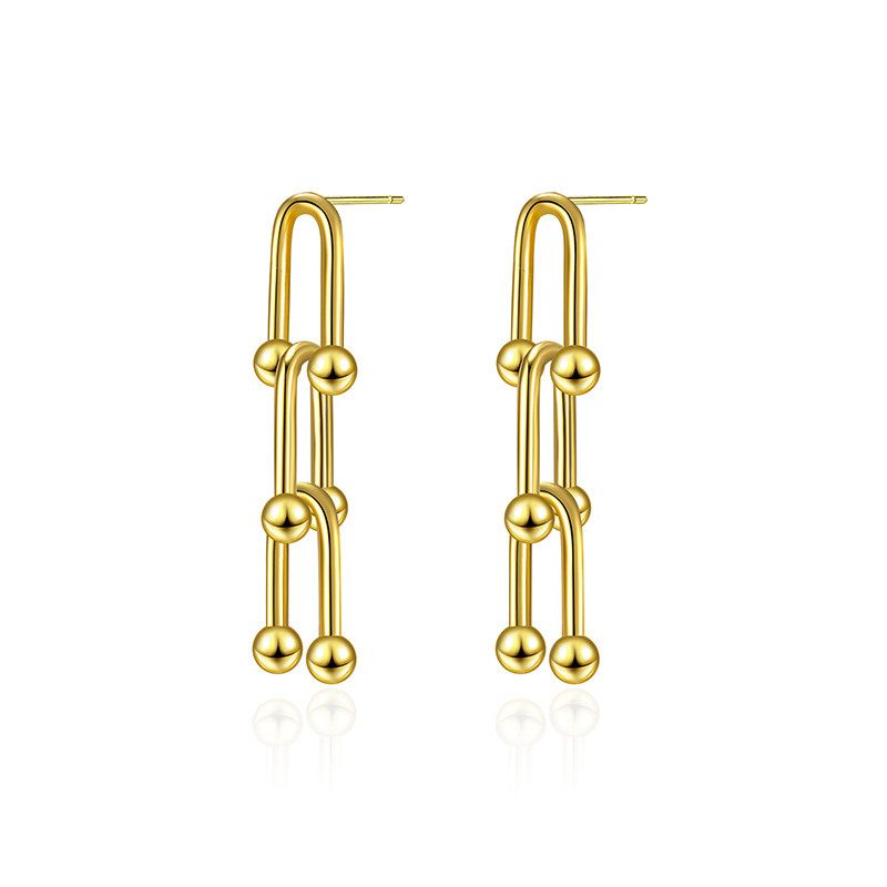 1 Pair Lady U Shape Plating Copper 14k Gold Plated Drop Earrings display picture 4