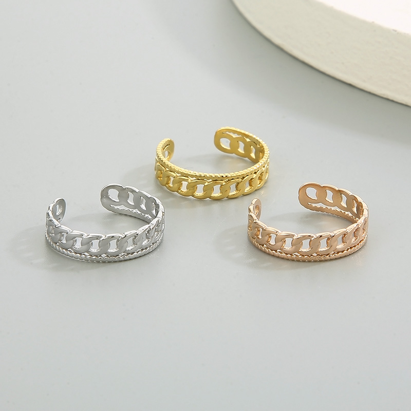 Titanium Steel 18K Gold Plated Simple Style Polishing Solid Color Open Rings display picture 1