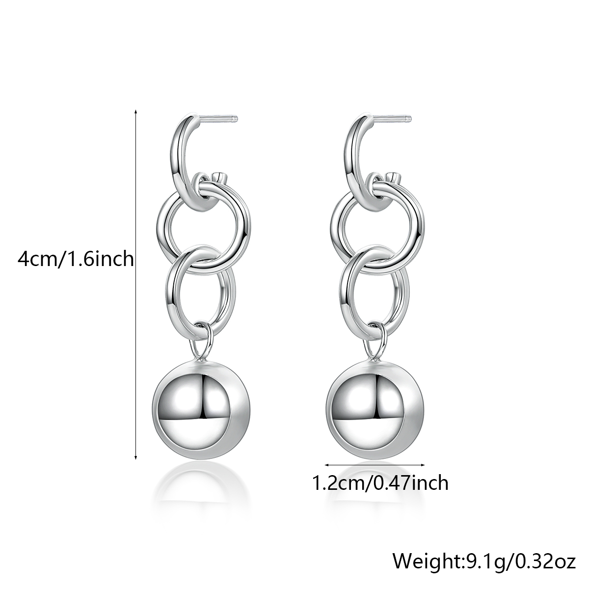 1 Pair Elegant Simple Style Geometric Sterling Silver White Gold Plated Drop Earrings display picture 1