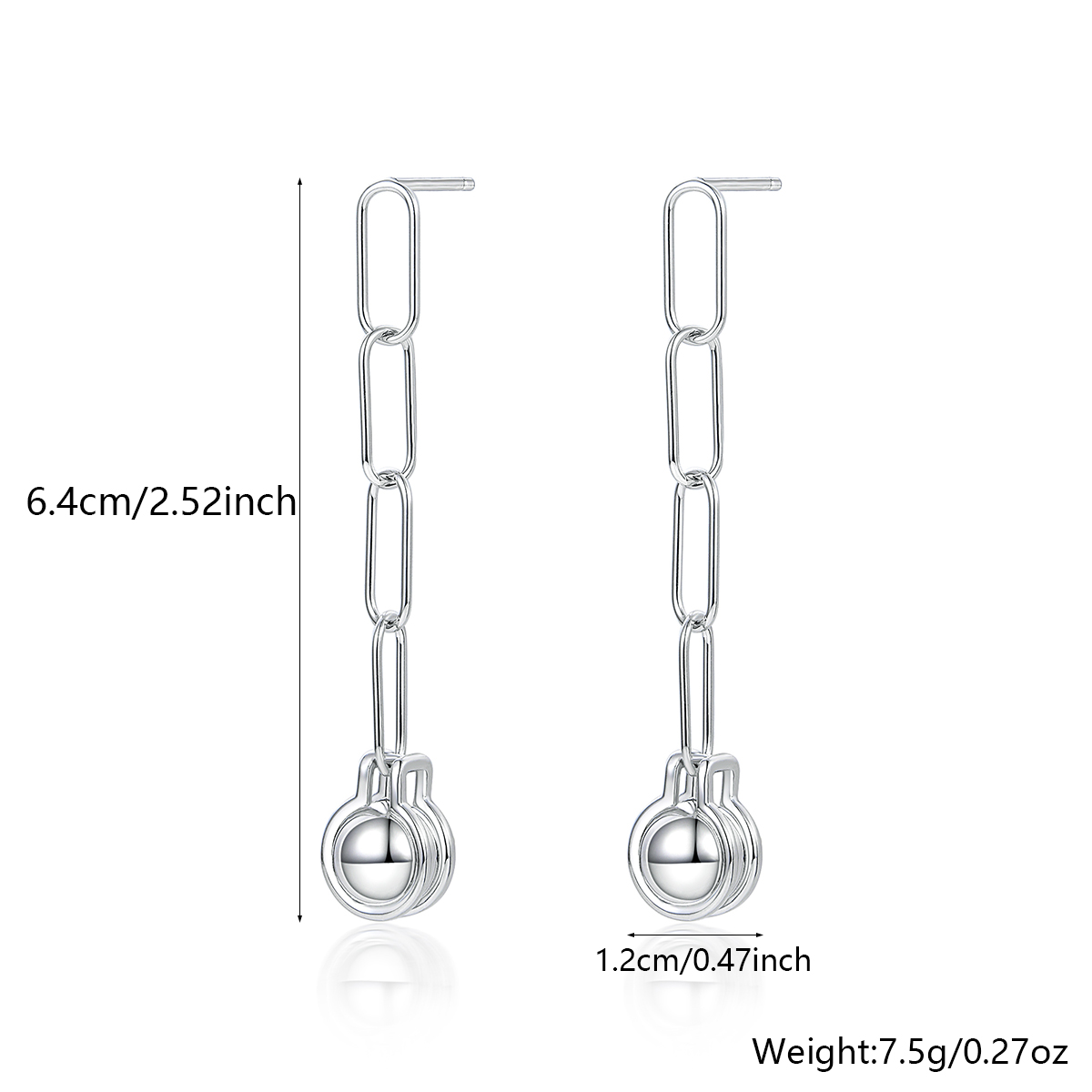 1 Pair Elegant Simple Style Geometric Sterling Silver White Gold Plated Drop Earrings display picture 2
