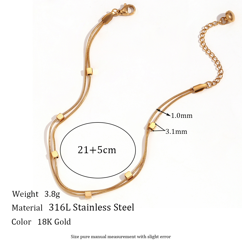 Basic Simple Style Classic Style Solid Color Stainless Steel Plating 18k Gold Plated Women's Anklet display picture 2