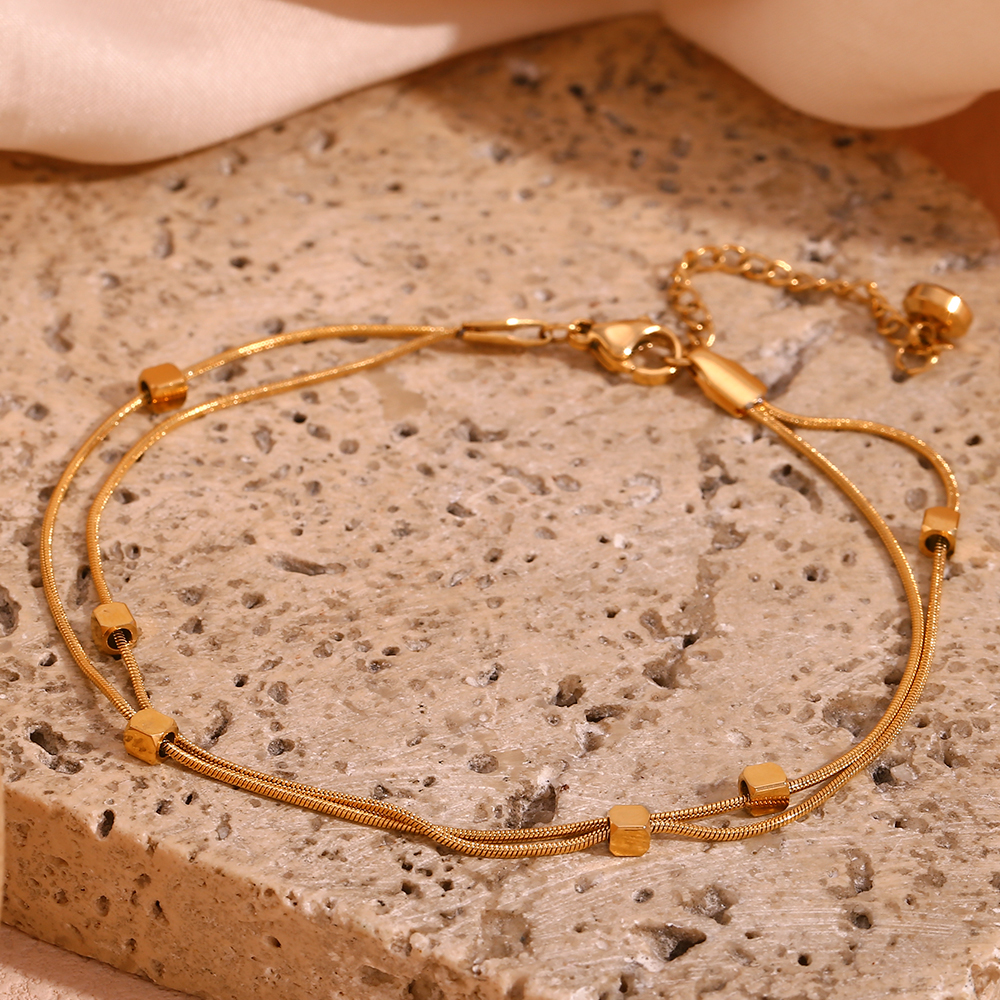 Basic Simple Style Classic Style Solid Color Stainless Steel Plating 18k Gold Plated Women's Anklet display picture 15