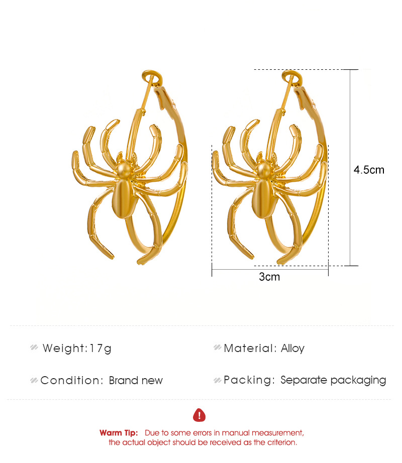 1 Pair Hip-hop Vintage Style Punk Spider Plating Alloy 14k Gold Plated Silver Plated Hoop Earrings display picture 1