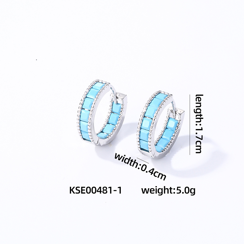 1 Pair Casual Vintage Style Simple Style Solid Color Inlay Copper Zircon Gold Plated Silver Plated Hoop Earrings display picture 1