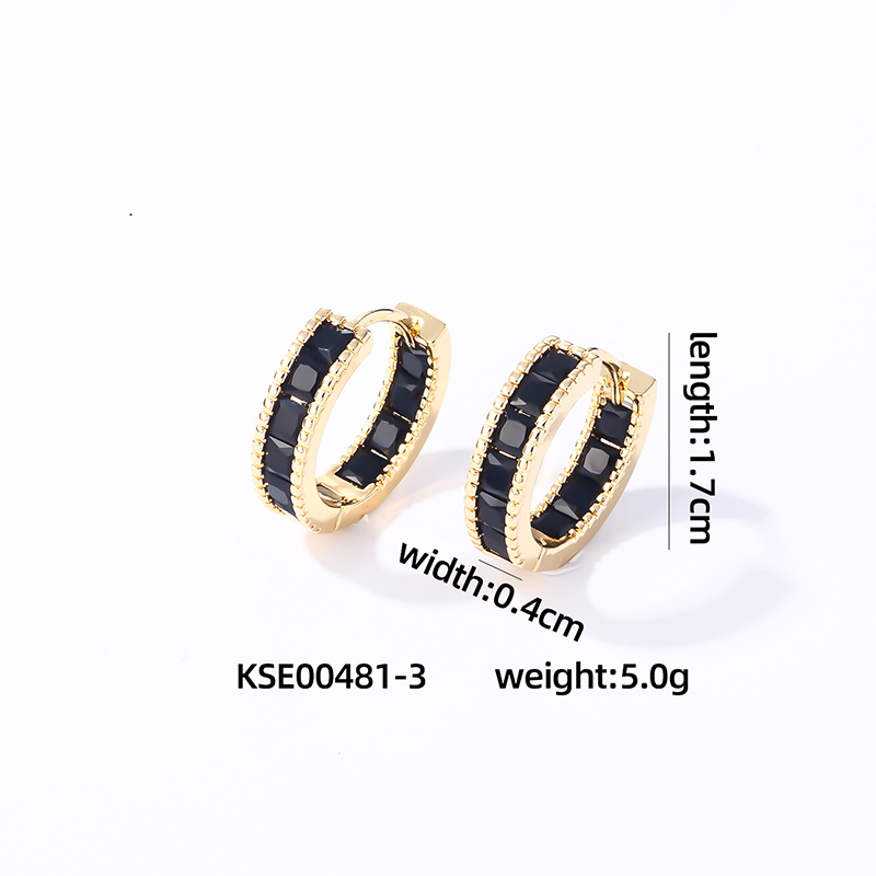1 Pair Casual Vintage Style Simple Style Solid Color Inlay Copper Zircon Gold Plated Silver Plated Hoop Earrings display picture 3