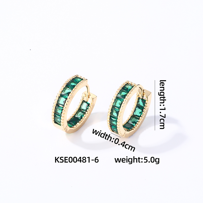 1 Pair Casual Vintage Style Simple Style Solid Color Inlay Copper Zircon Gold Plated Silver Plated Hoop Earrings display picture 12