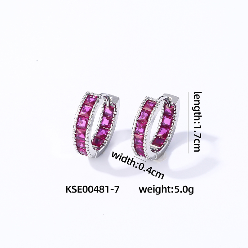 1 Pair Casual Vintage Style Simple Style Solid Color Inlay Copper Zircon Gold Plated Silver Plated Hoop Earrings display picture 5
