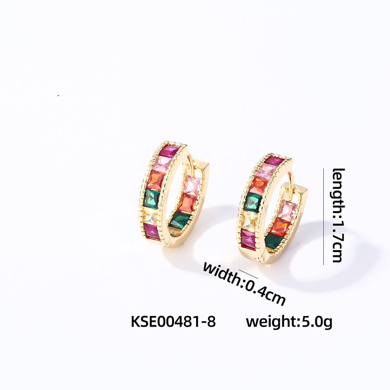 1 Pair Casual Vintage Style Simple Style Solid Color Inlay Copper Zircon Gold Plated Silver Plated Hoop Earrings display picture 7