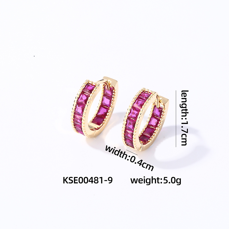 1 Pair Casual Vintage Style Simple Style Solid Color Inlay Copper Zircon Gold Plated Silver Plated Hoop Earrings display picture 6