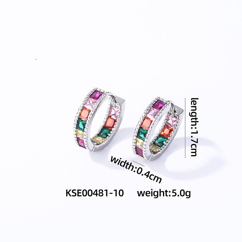1 Pair Casual Vintage Style Simple Style Solid Color Inlay Copper Zircon Gold Plated Silver Plated Hoop Earrings display picture 9