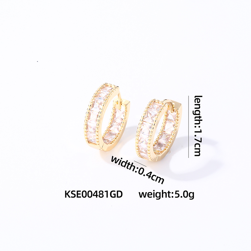 1 Pair Casual Vintage Style Simple Style Solid Color Inlay Copper Zircon Gold Plated Silver Plated Hoop Earrings display picture 10