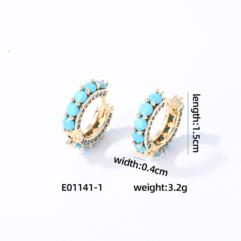 1 Pair Casual Vintage Style Luxurious Solid Color Inlay Copper Zircon K Gold Plated Hoop Earrings display picture 1