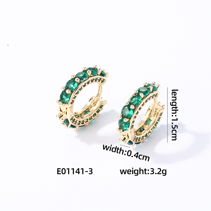 1 Pair Casual Vintage Style Luxurious Solid Color Inlay Copper Zircon K Gold Plated Hoop Earrings display picture 11