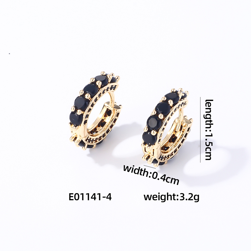 1 Pair Casual Vintage Style Luxurious Solid Color Inlay Copper Zircon K Gold Plated Hoop Earrings display picture 5