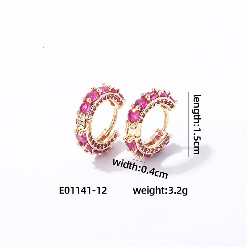 1 Pair Casual Vintage Style Luxurious Solid Color Inlay Copper Zircon K Gold Plated Hoop Earrings display picture 3