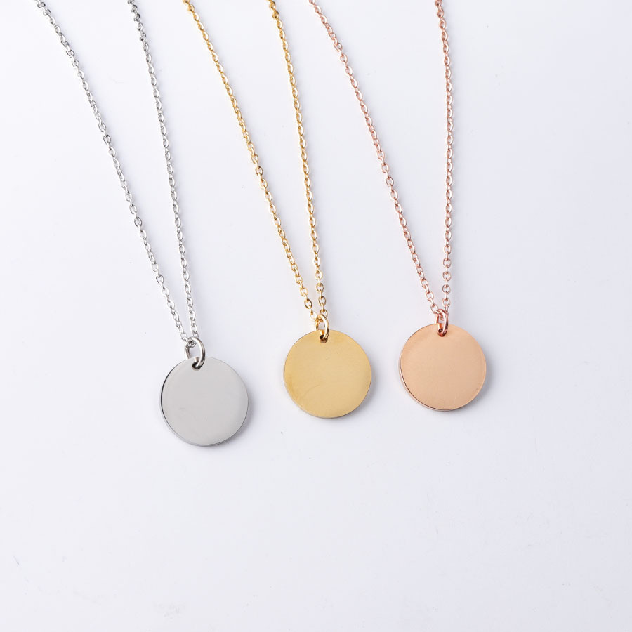 Stainless Steel 18K Gold Plated Simple Style Polishing Round None Pendant Necklace display picture 2