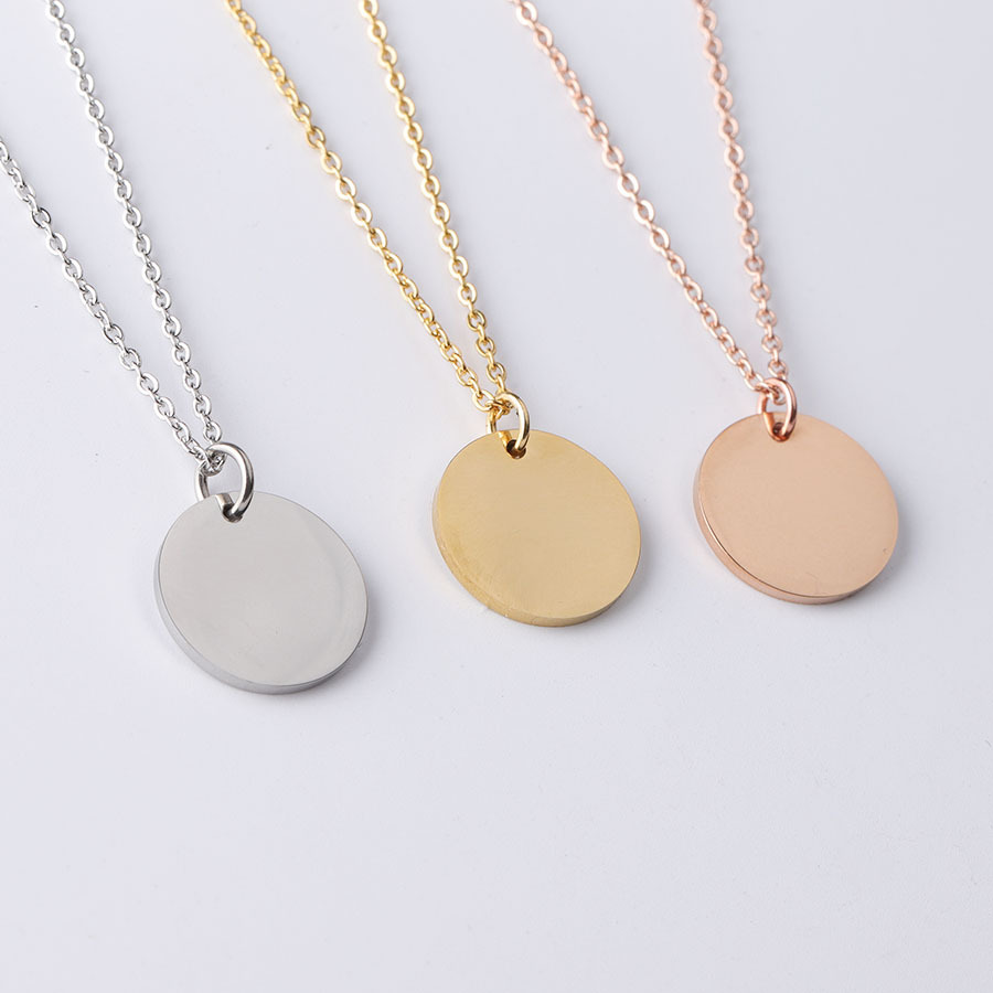 Stainless Steel 18K Gold Plated Simple Style Polishing Round None Pendant Necklace display picture 3
