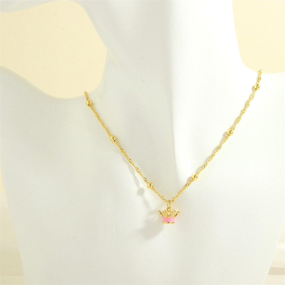 Cute Simple Style Crown Copper 18k Gold Plated Pendant Necklace In Bulk display picture 5