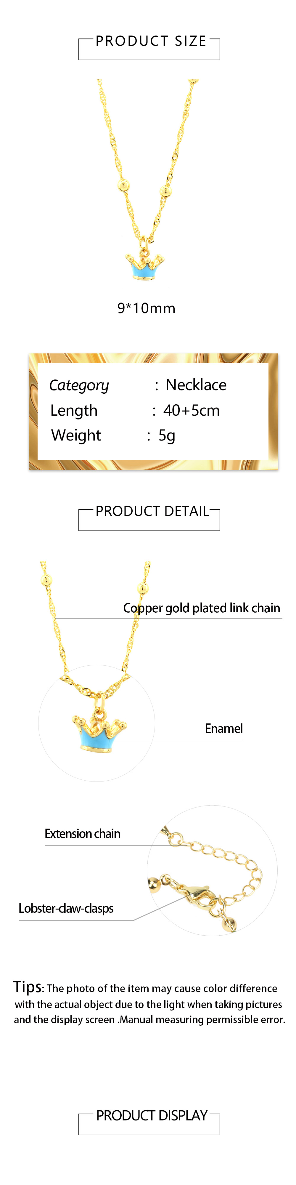 Cute Simple Style Crown Copper 18k Gold Plated Pendant Necklace In Bulk display picture 1
