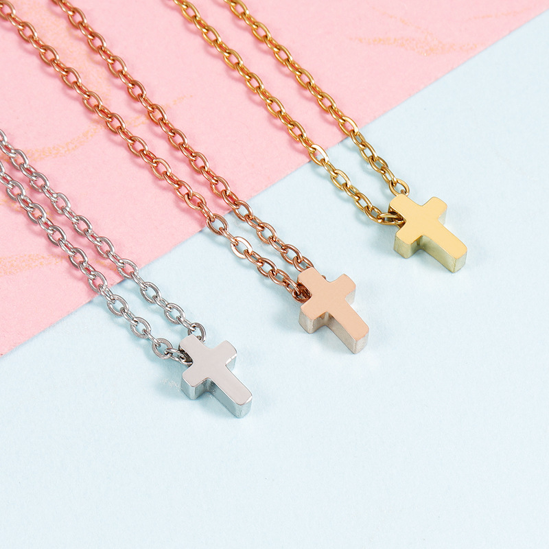 Stainless Steel 18K Gold Plated Basic Classic Style Plating Cross None Pendant Necklace display picture 2
