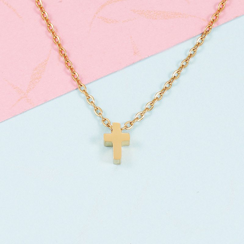 Stainless Steel 18K Gold Plated Basic Classic Style Plating Cross None Pendant Necklace display picture 5