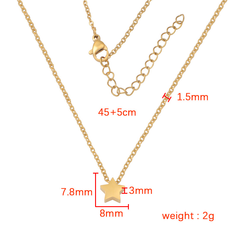 Stainless Steel 18K Gold Plated Lady Simple Style Star Moon Heart Shape None Pendant Necklace display picture 1