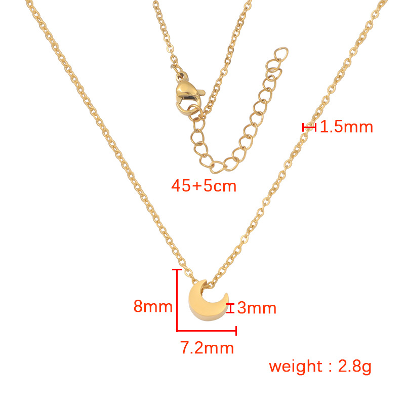 Stainless Steel 18K Gold Plated Lady Simple Style Star Moon Heart Shape None Pendant Necklace display picture 2