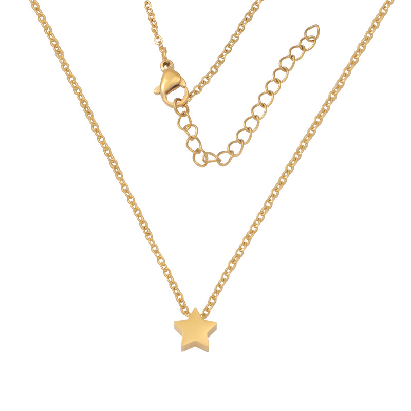 Acier Inoxydable Plaqué Or 18K Dame Style Simple Star Lune Forme De Cœur Aucun Pendentif display picture 4