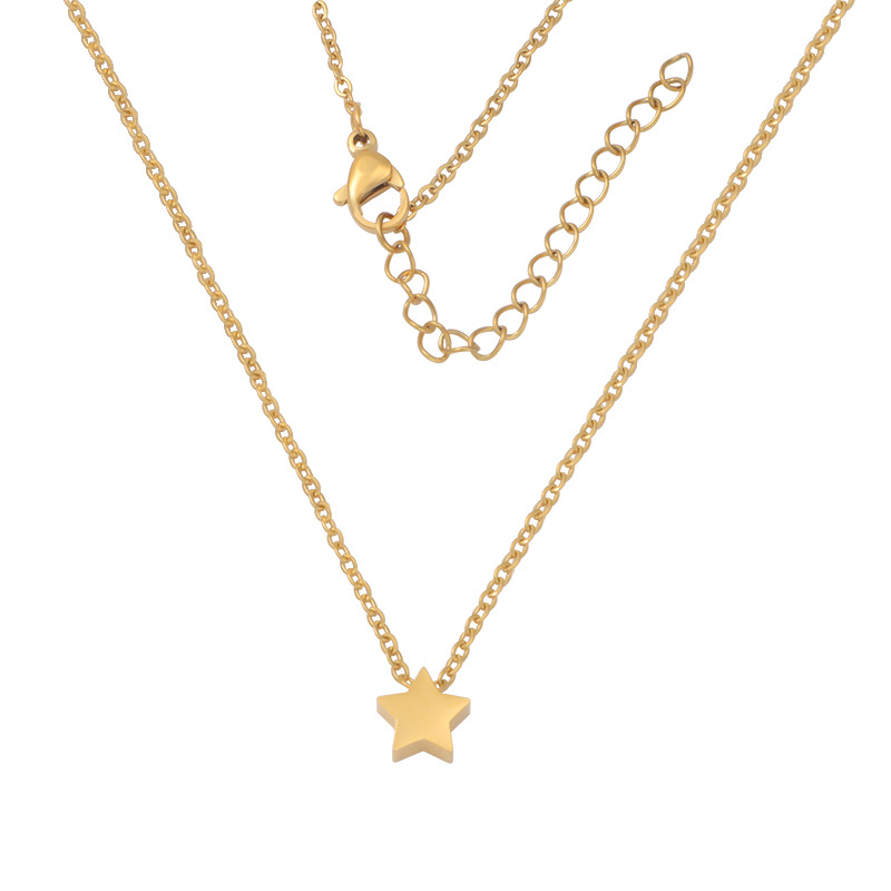 Stainless Steel 18K Gold Plated Lady Simple Style Star Moon Heart Shape None Pendant Necklace display picture 4