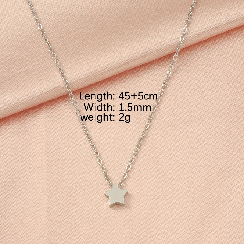 Stainless Steel 18K Gold Plated Lady Simple Style Star Moon Heart Shape None Pendant Necklace display picture 19